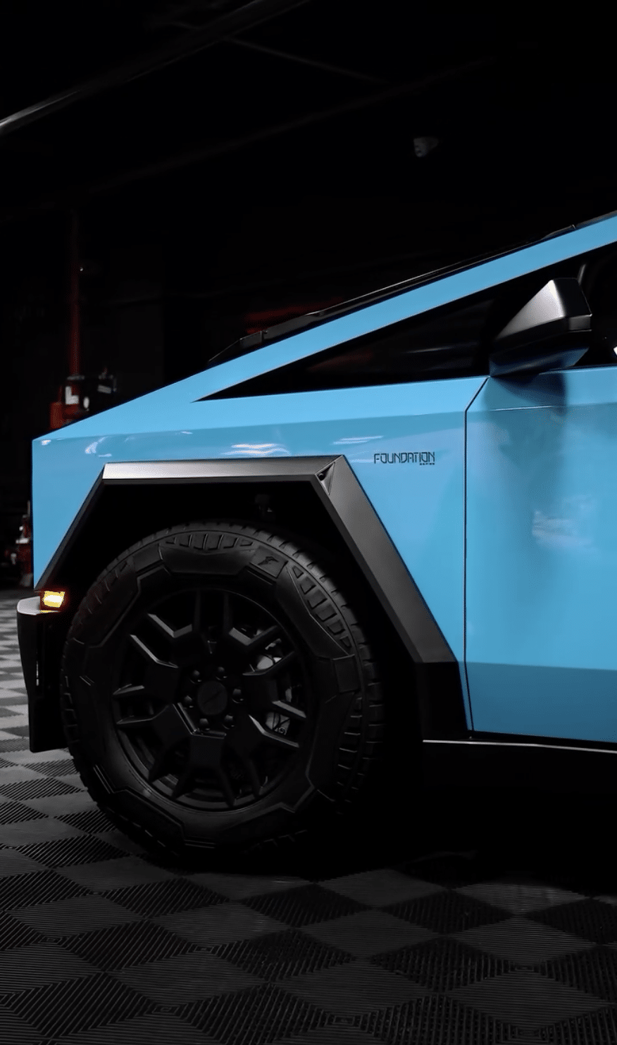 Blue cybertruck wrap. illmatic wraps truck wraps in New Jersey